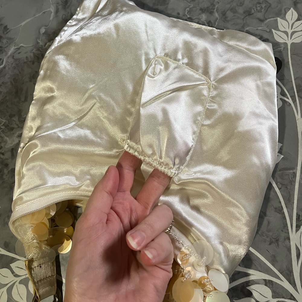 Off White Sequin Evening Bag - image 6